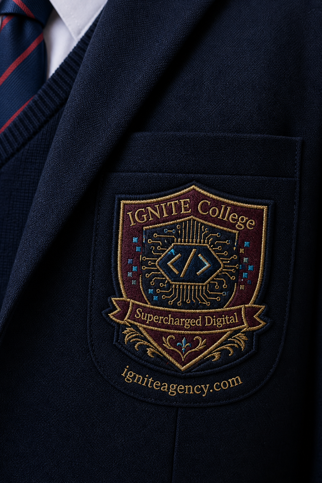 Close-up detail of a school uniform used as an AI photo reference
