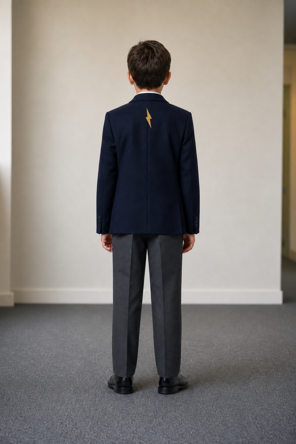 Back view of a school uniform photographed as an AI reference shot