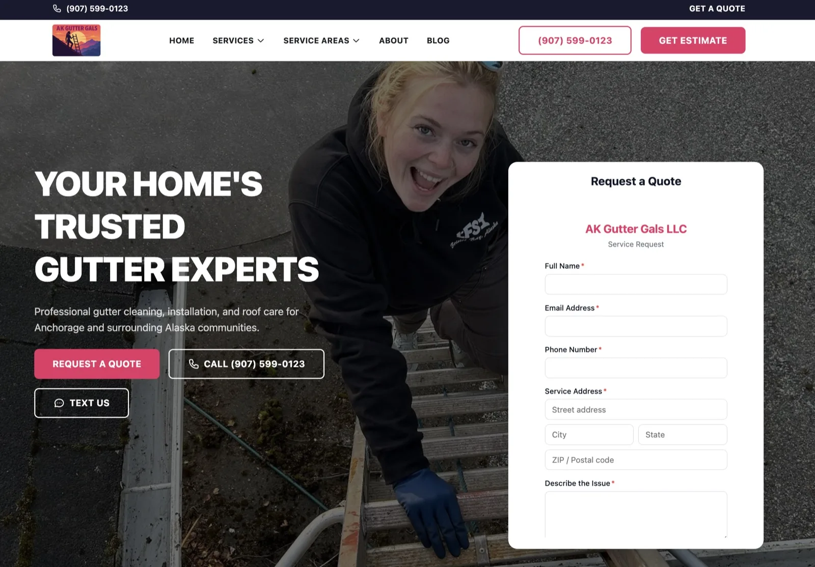 AK Gutter Gals website